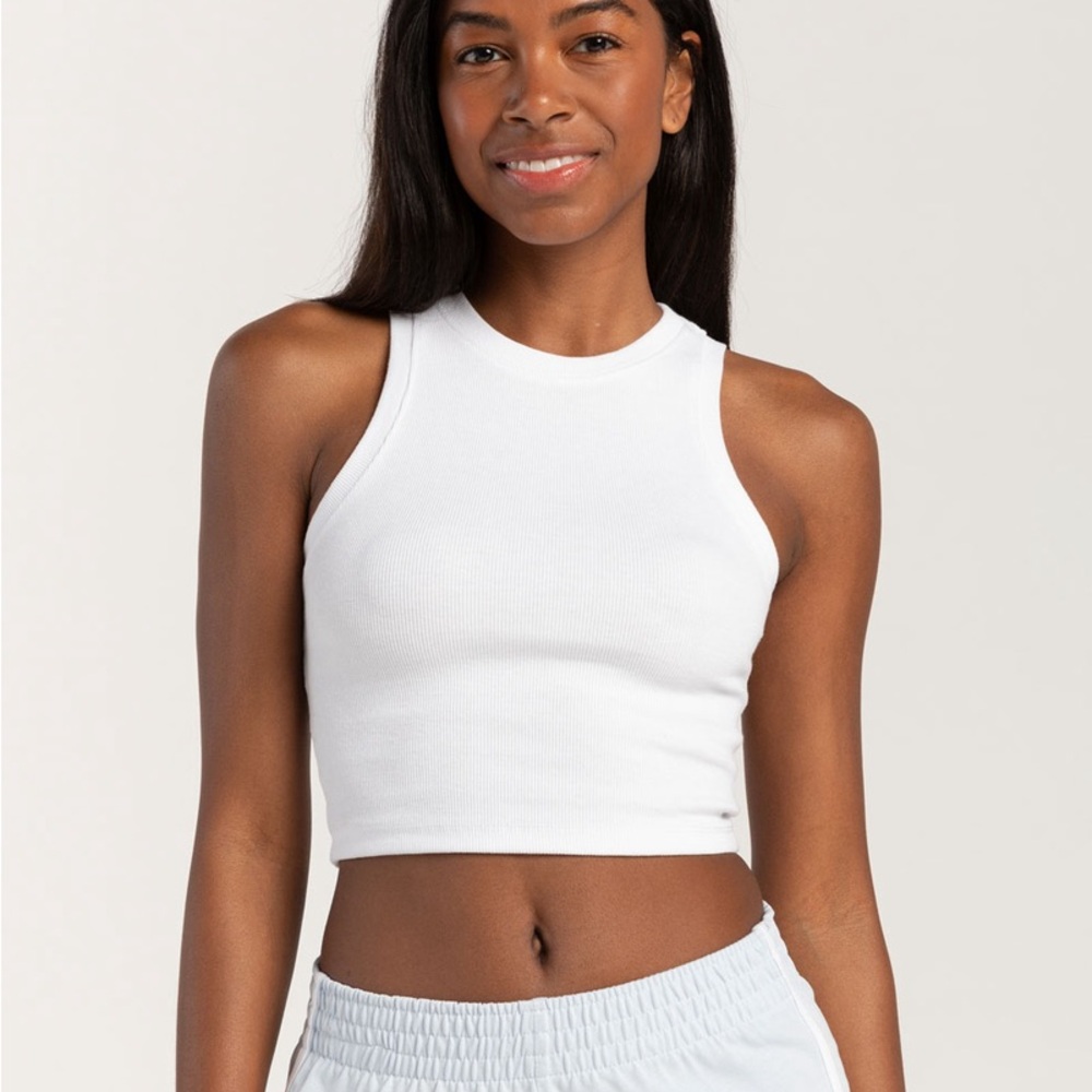 Garage | Garage ribbed white and cropped high neck Tanktop
